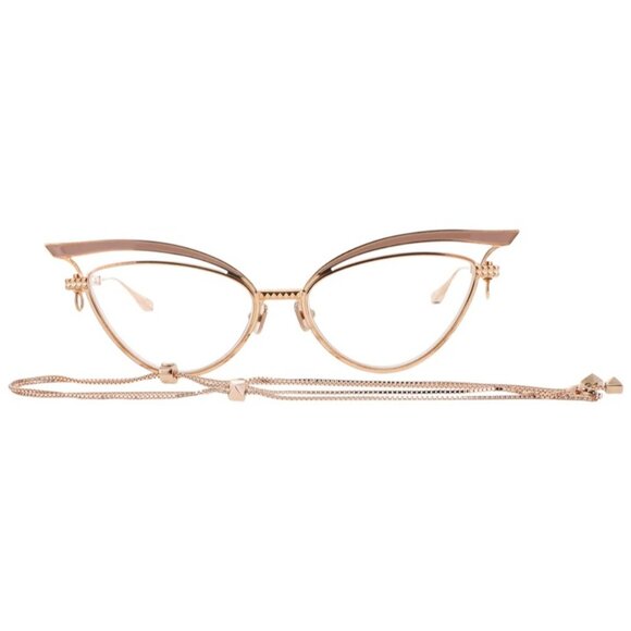 NWT VALENTINO EYEGLASSES CAT EYE ROSE GOLD EYEWEAR WITH CHAIN - Picture 2 of 3